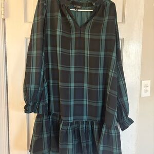 J. Crew Teal and Black Plaid Dress